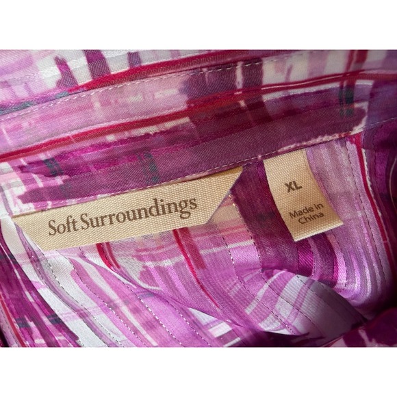 Soft Surroundings Blouse Long sleeve button front size XL Extra Large Pink Shirt - Picture 2 of 9